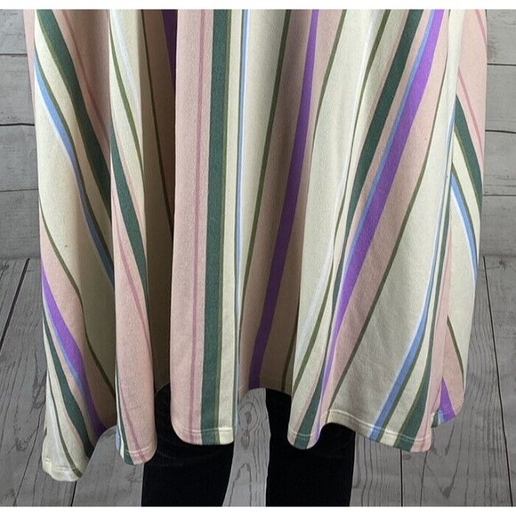 LuLaRoe Simply Comfortable Jacket Large Pastel Pink Ivory Green Blue Striped - Picture 11 of 12